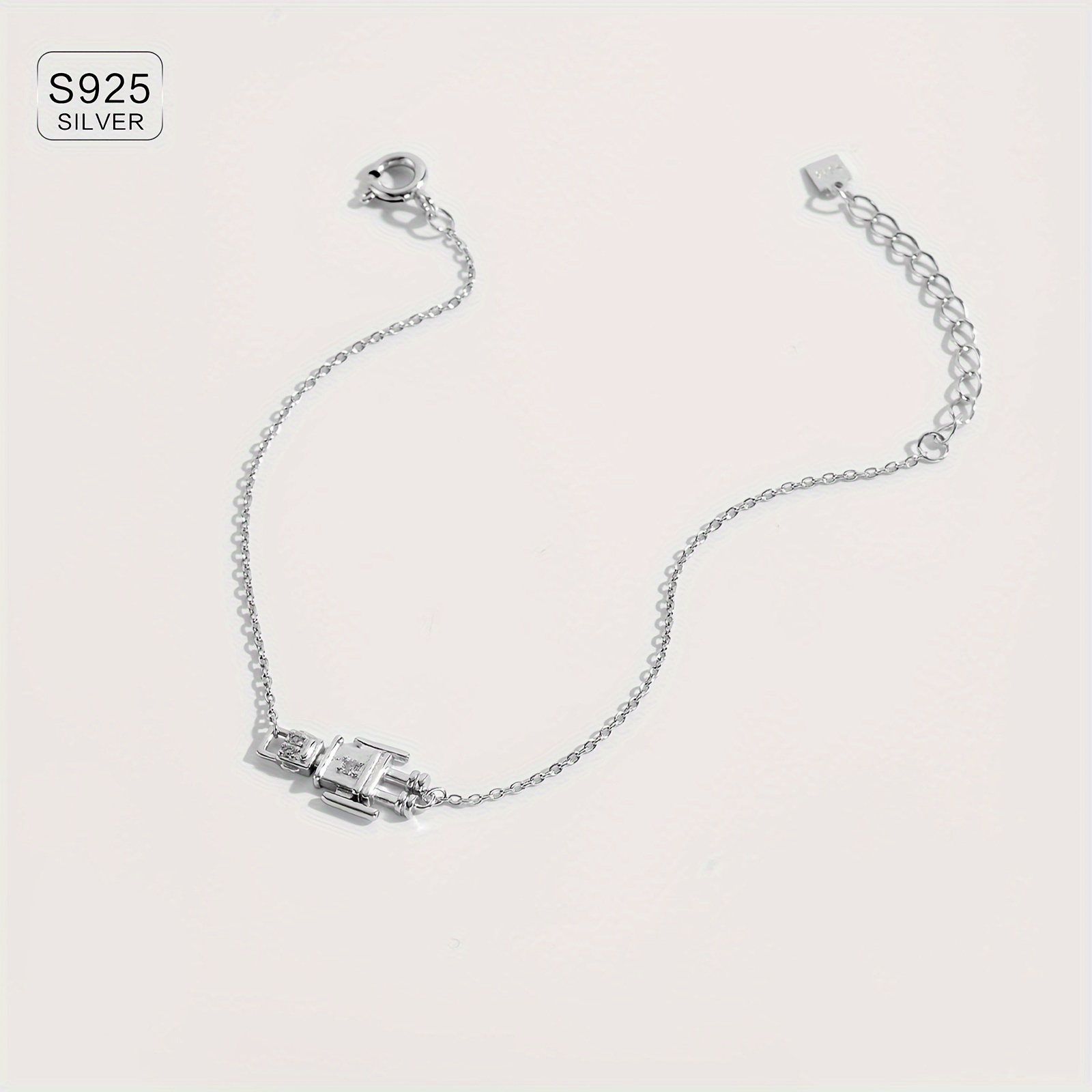 925 Silver Robot Bracelet with Zirconia, for Girlfriend